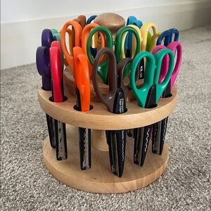 Colorful Craft Scissors Set with Wooden Holder
